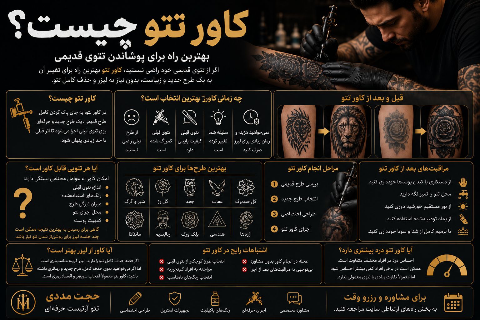 کاور تتو چیست | بهترین راه برای پوشاندن تتوی قدیمی